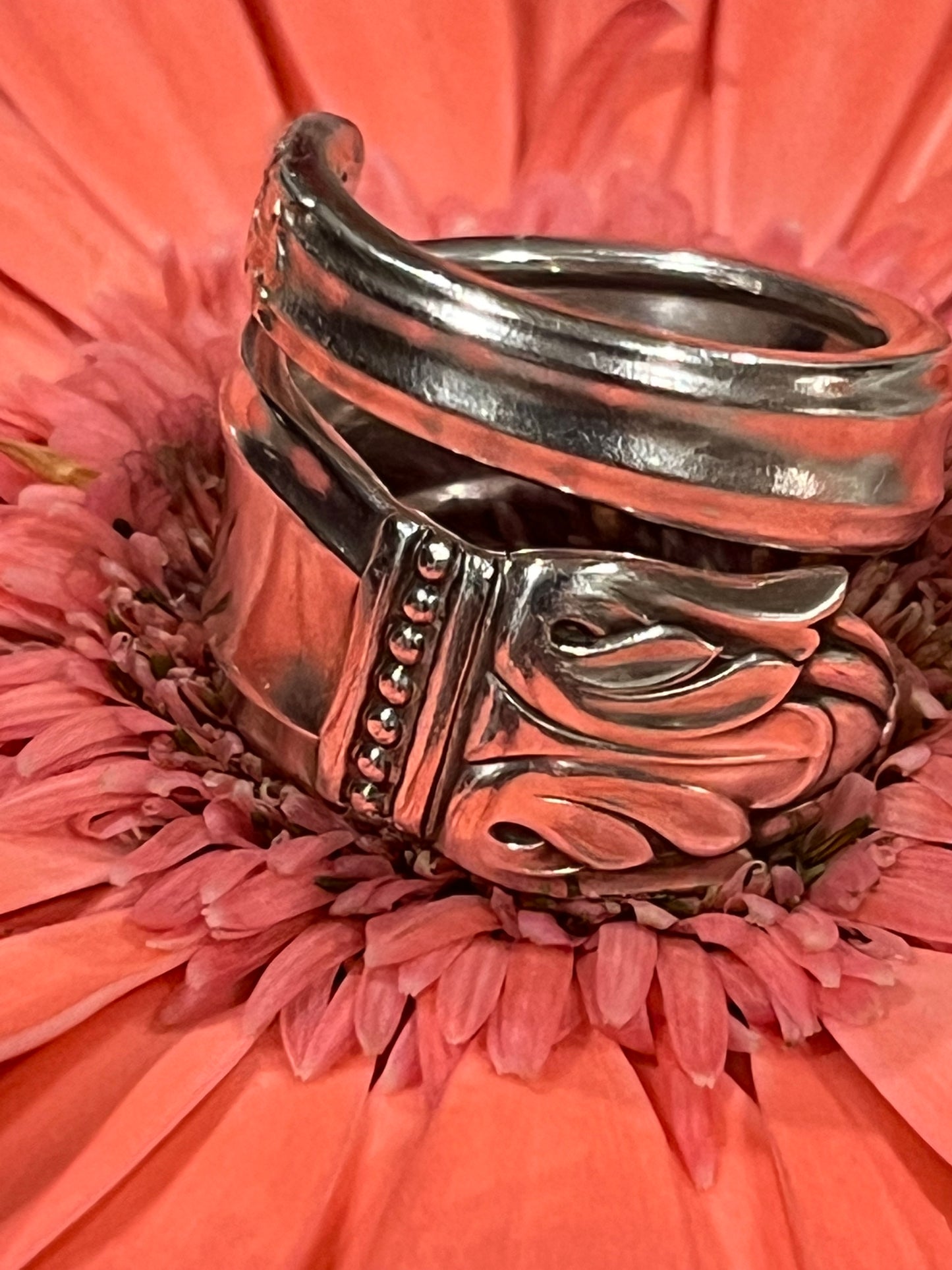 Danish Princess pattern Spoon Ring- Wrap style Vintage 1938