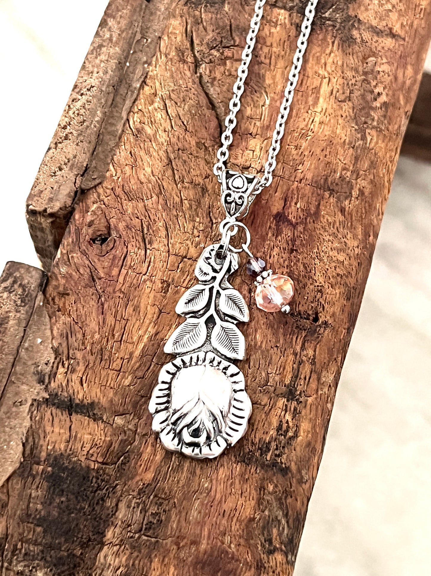 Rose Pendant - German Silver Plate,Vintage Post 1940’s