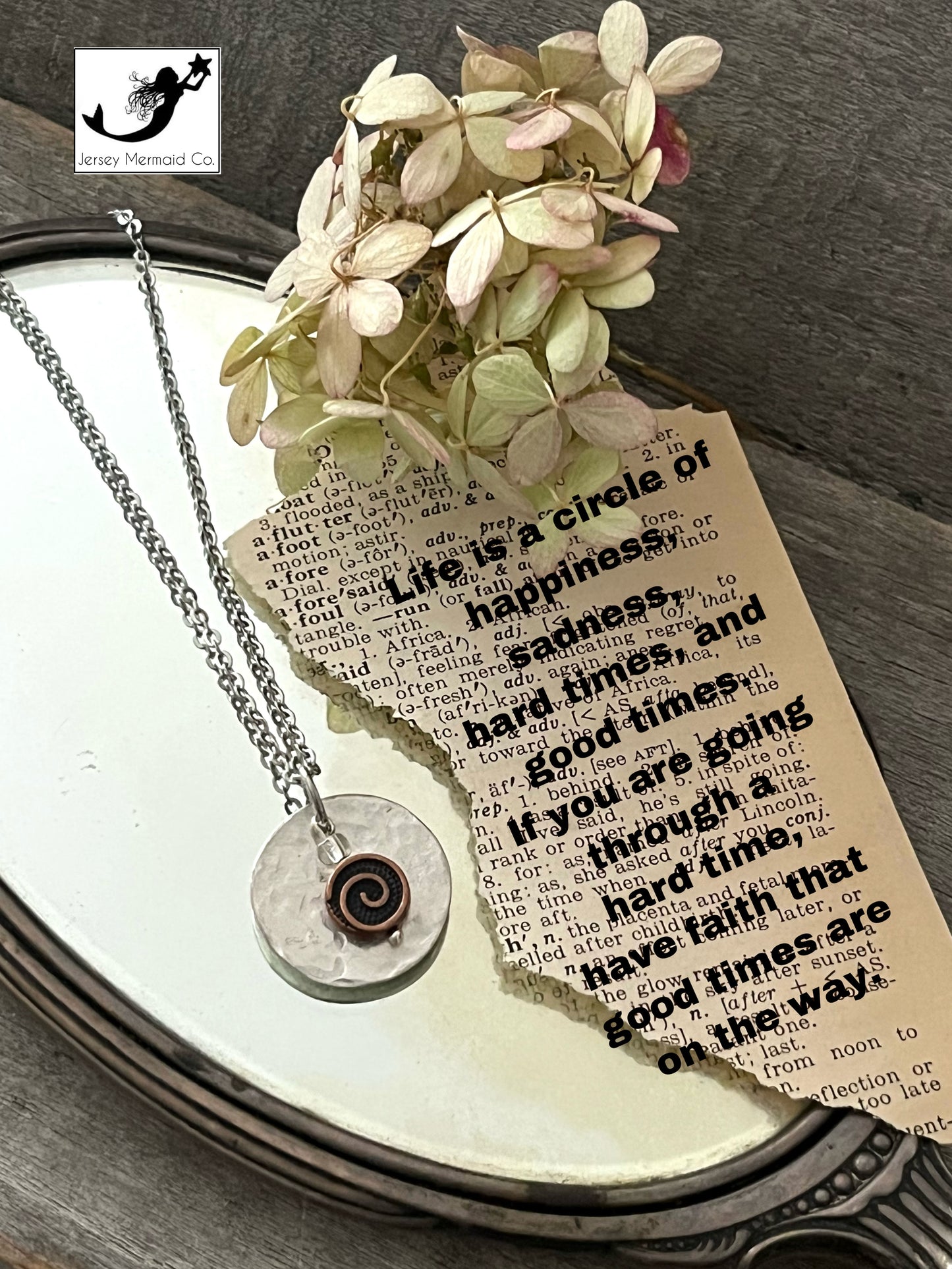 Circle Necklace with copper charm