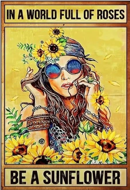 April (Sunflowers)- Teaspoon Spoon Ring- Vintage 1950