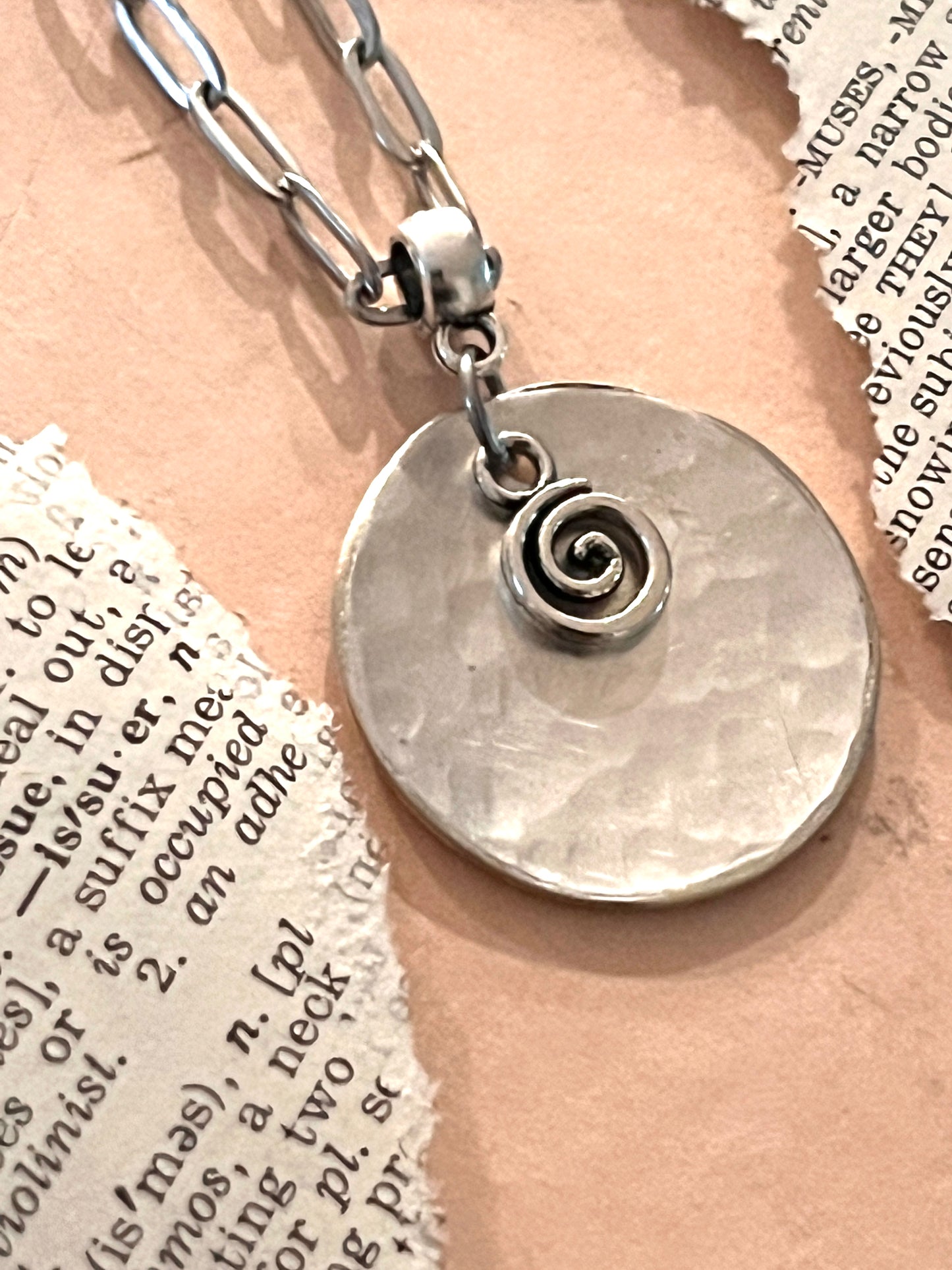 Circle Necklace with swirl charm