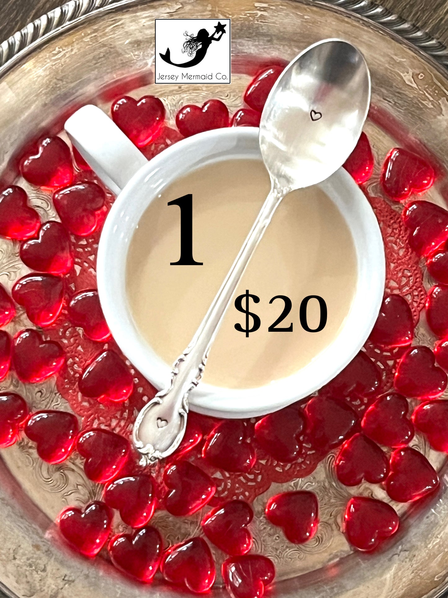 Hand - Stamped Vintage Silverware Teaspoon with a heart
