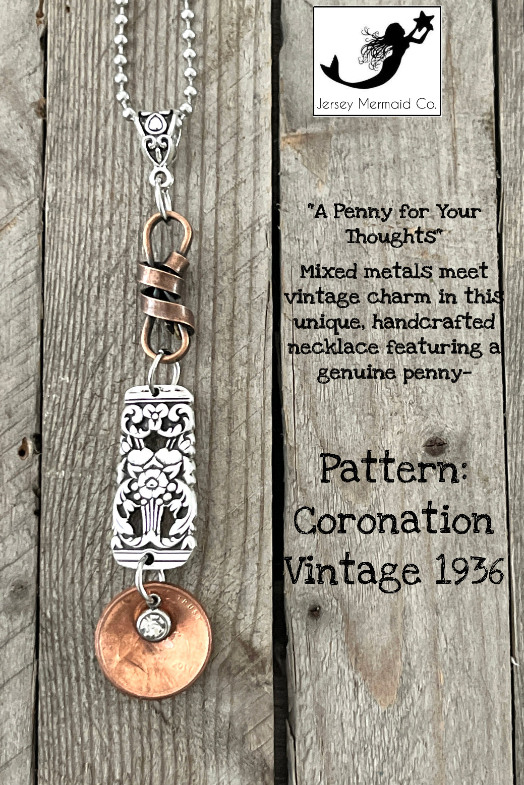 Coronation Pattern, Vintage 1936 Mixed Metals Necklace and Earring set.