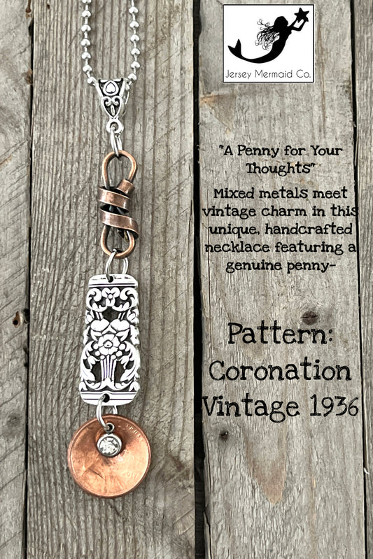 Mixed Metal Pendant -Pattern: Coronation ,  Vintage 1936