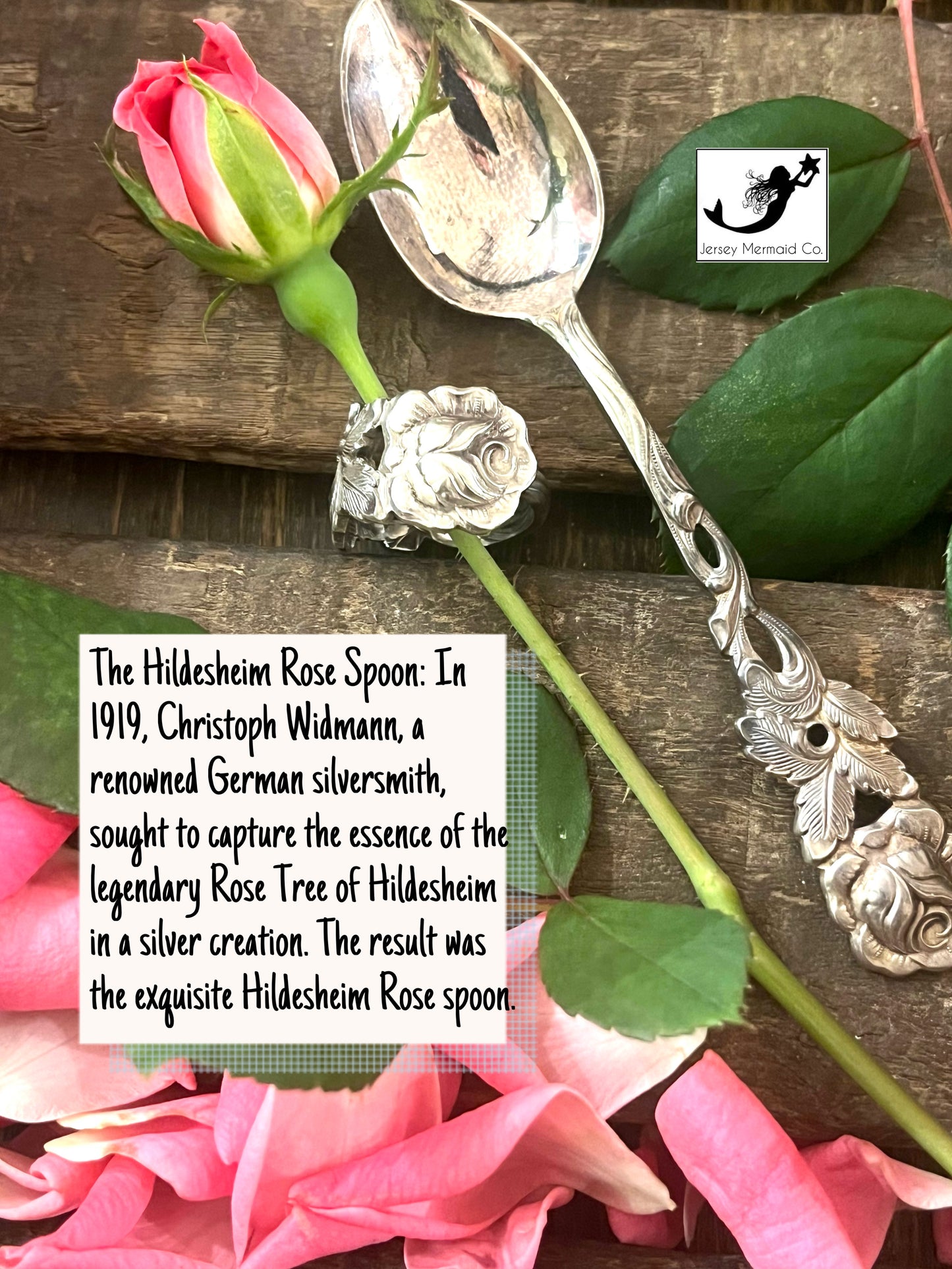 Hildesheim Rose- Silver plated DEMITASSE SPOON Ring - Vintage Mid Century from Germany