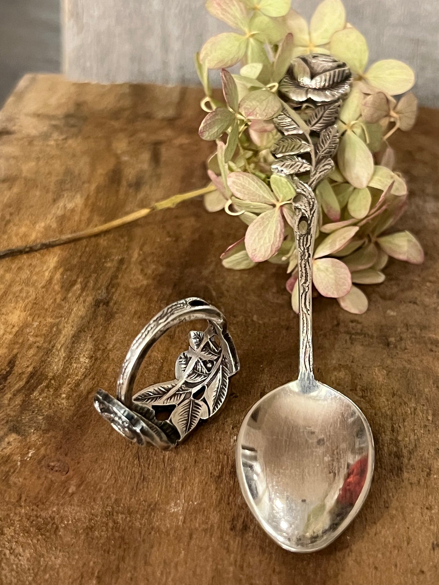Hildesheim Rose- Antiko Silver plated DEMITASSE SPOON Ring - Vintage Mid Century from Germany