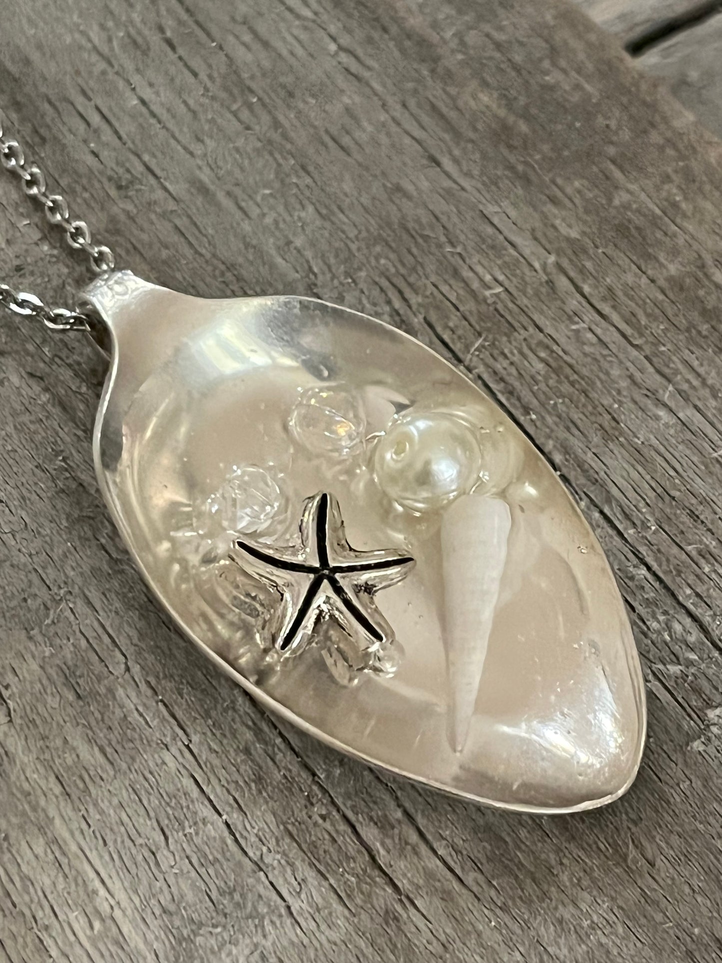 Silver Starfish Resin Pendant