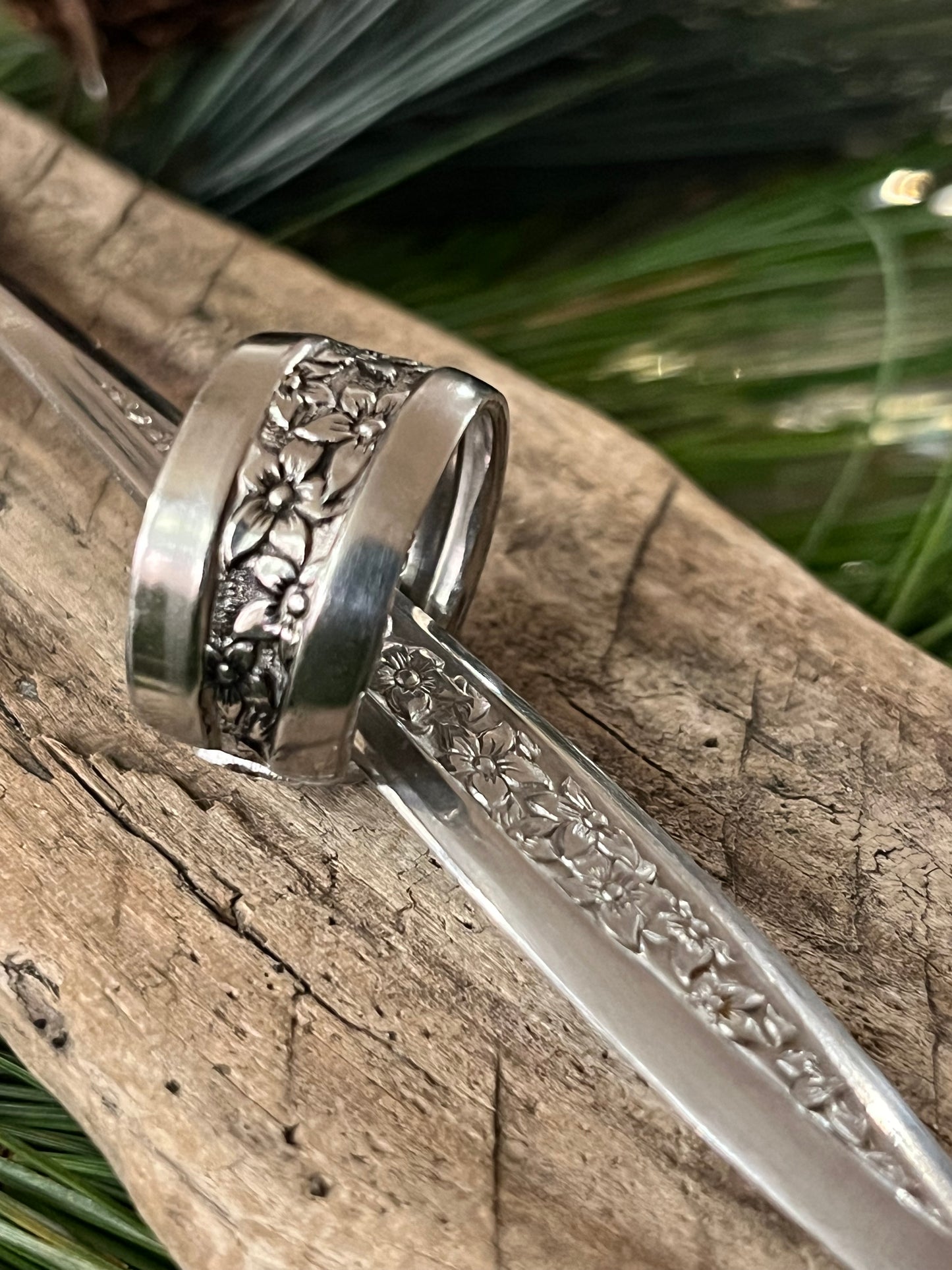 Stainless Vintage Fork Ring- Pattern Petal Lane Vintage 1960's