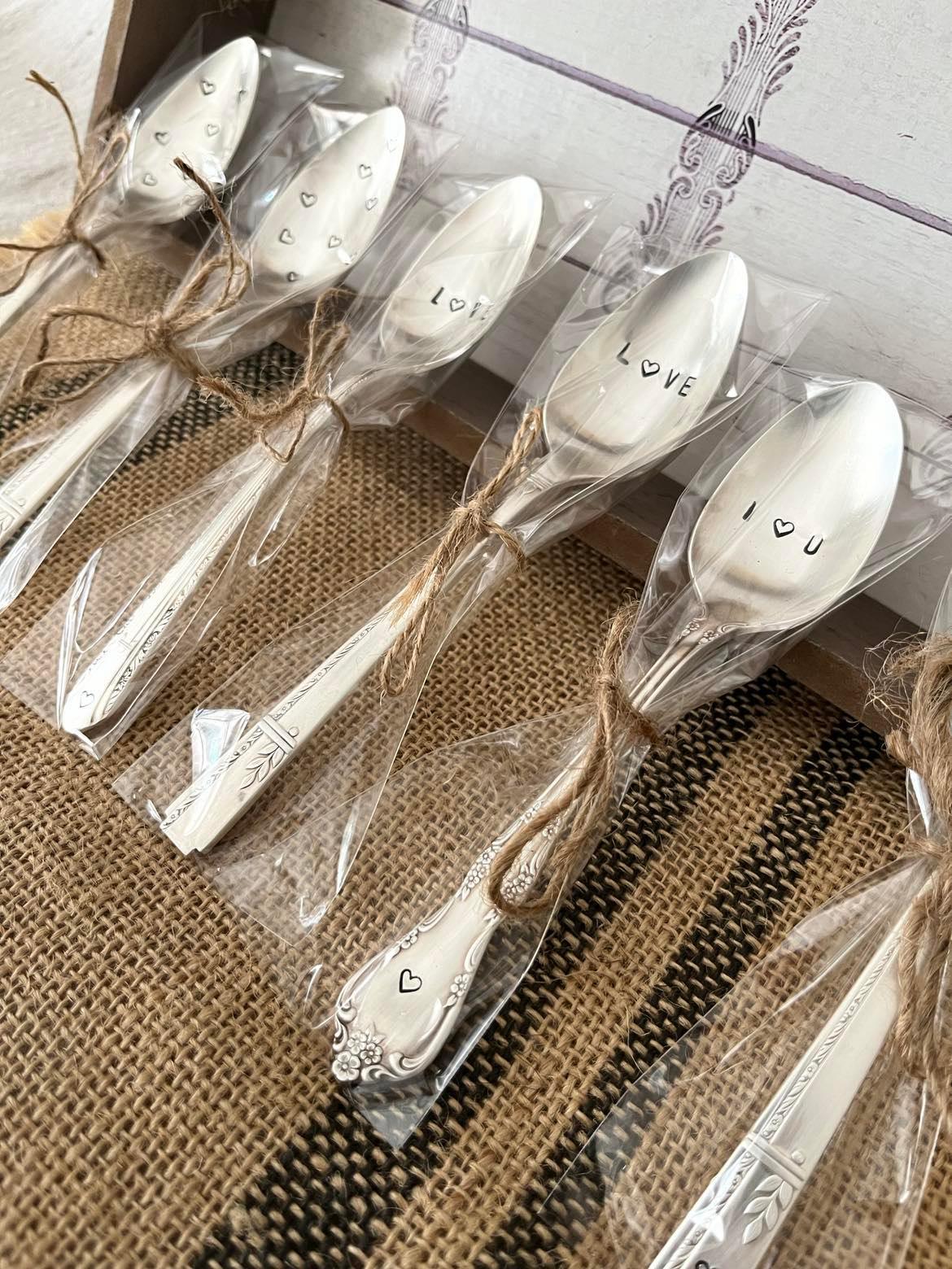 Hand - Stamped Vintage Silverware Teaspoons
