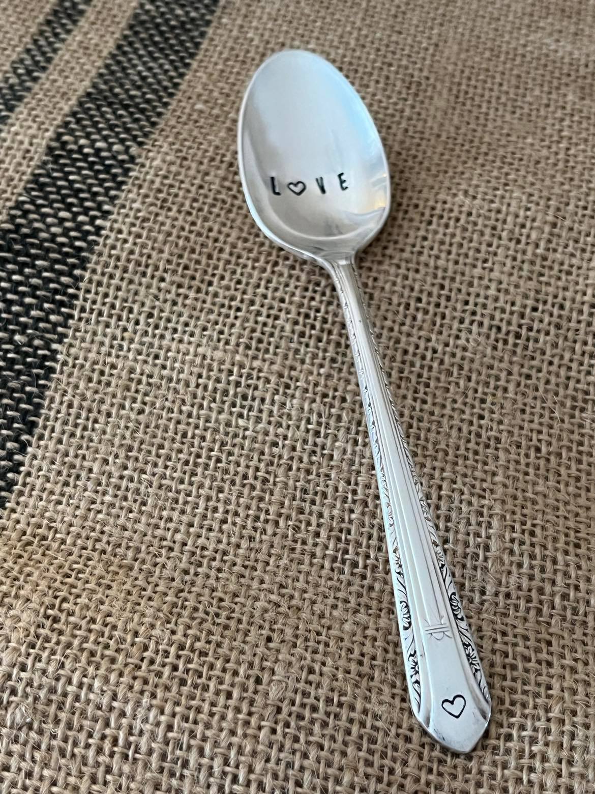 Hand - Stamped Vintage Silverware Teaspoon (LOVE)