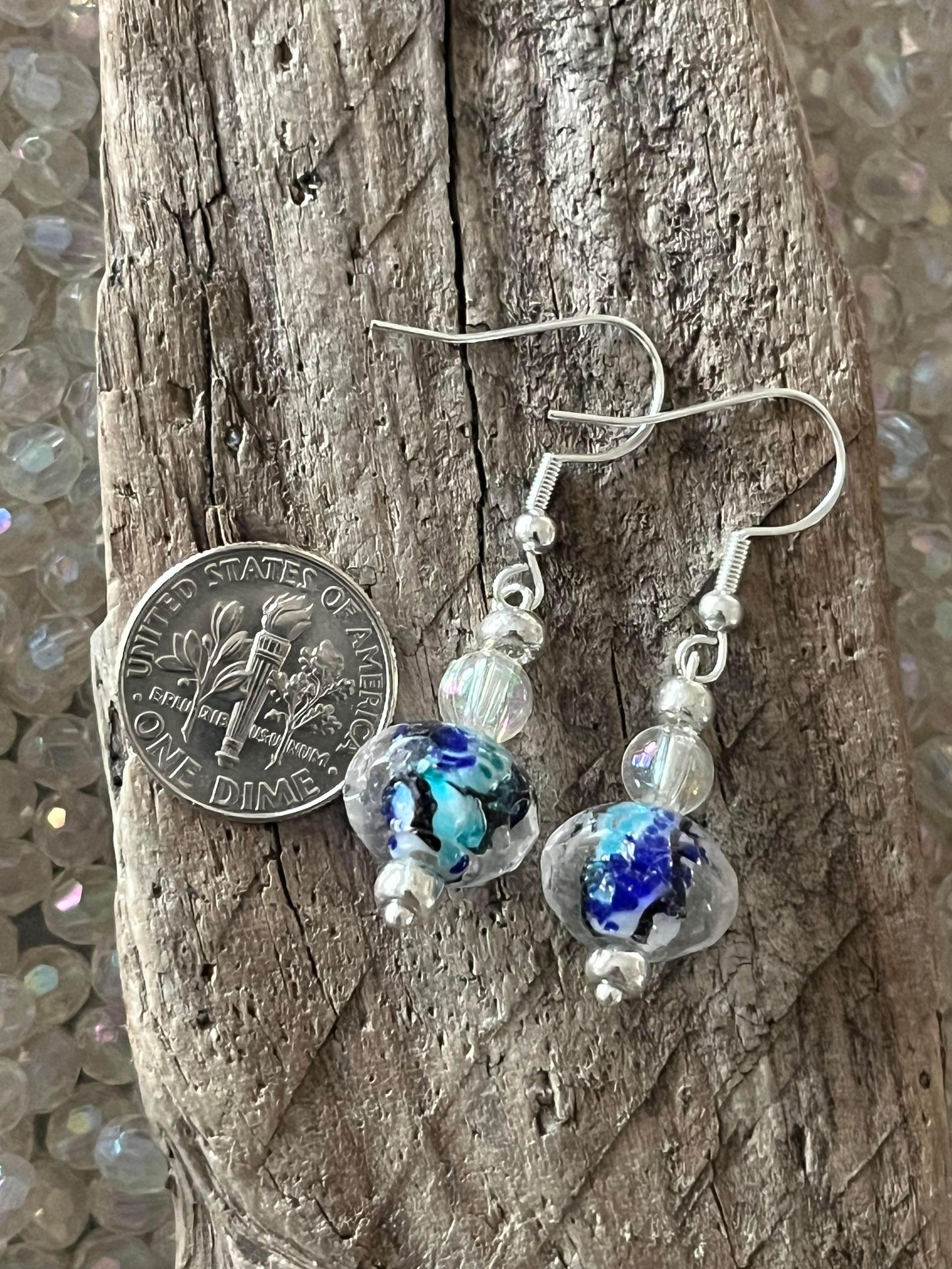 Elephant Fork Pendant with beads and matching earrings set