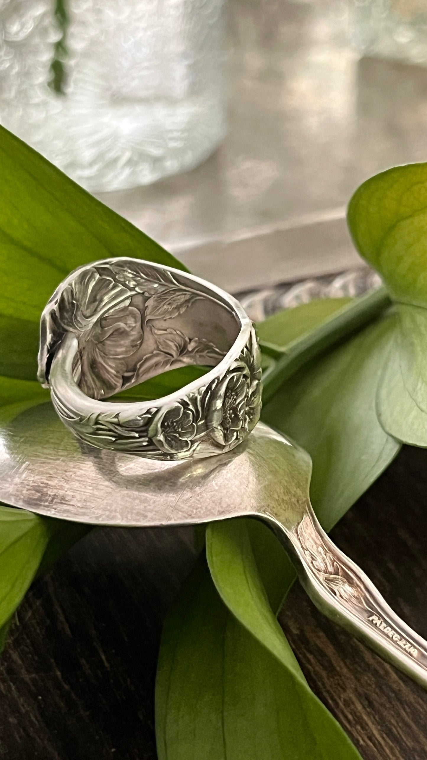 Briar Rose Teaspoon Spoon Ring- Antique- Circa 1910