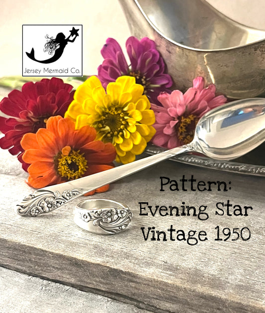 Evening Star Teaspoon Spoon Ring- Vintage 1950