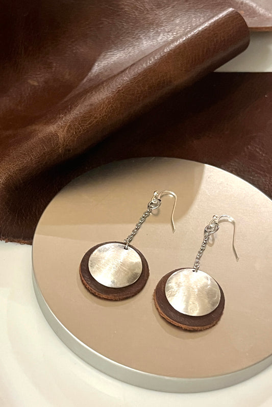 Leather & Silverware Earrings - Lighweight
