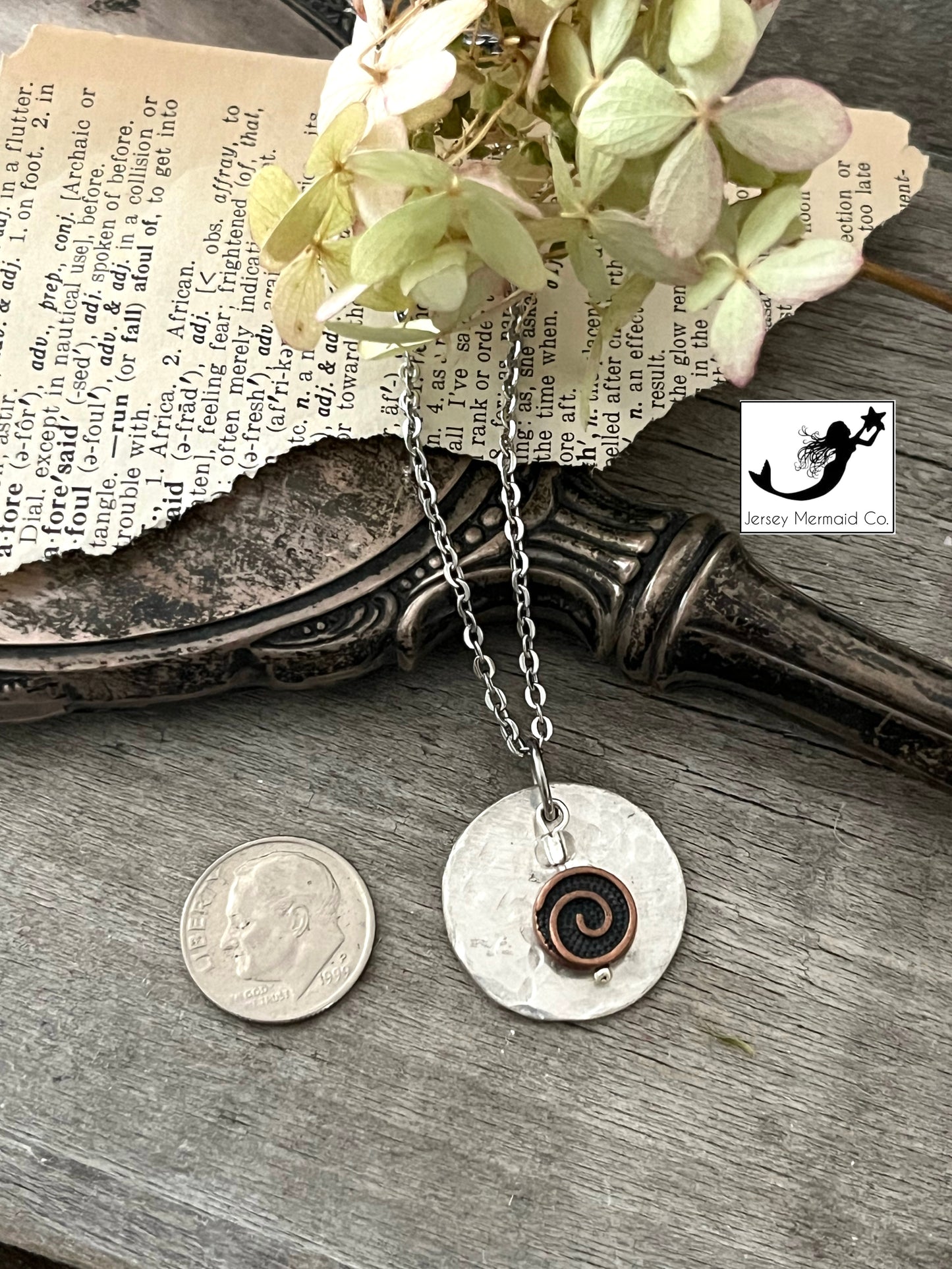 Circle Necklace with copper charm