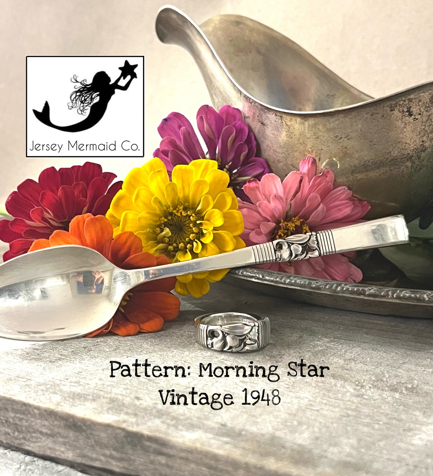 Morning Star Teaspoon Spoon Ring- Vintage 1948