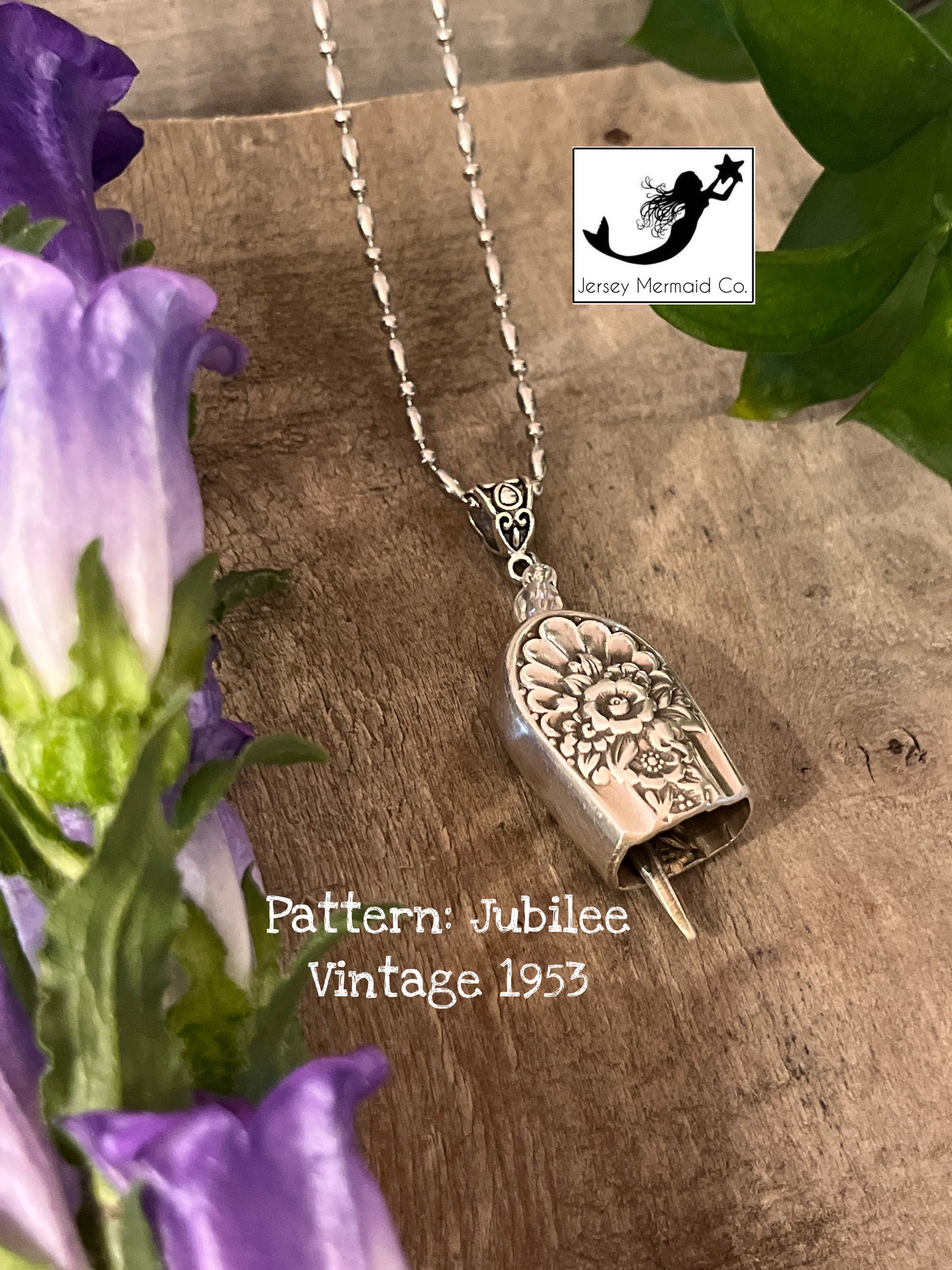 Fairy Bell Pendant - Jubilee Pattern- Silver Plated-Vintage 1953.