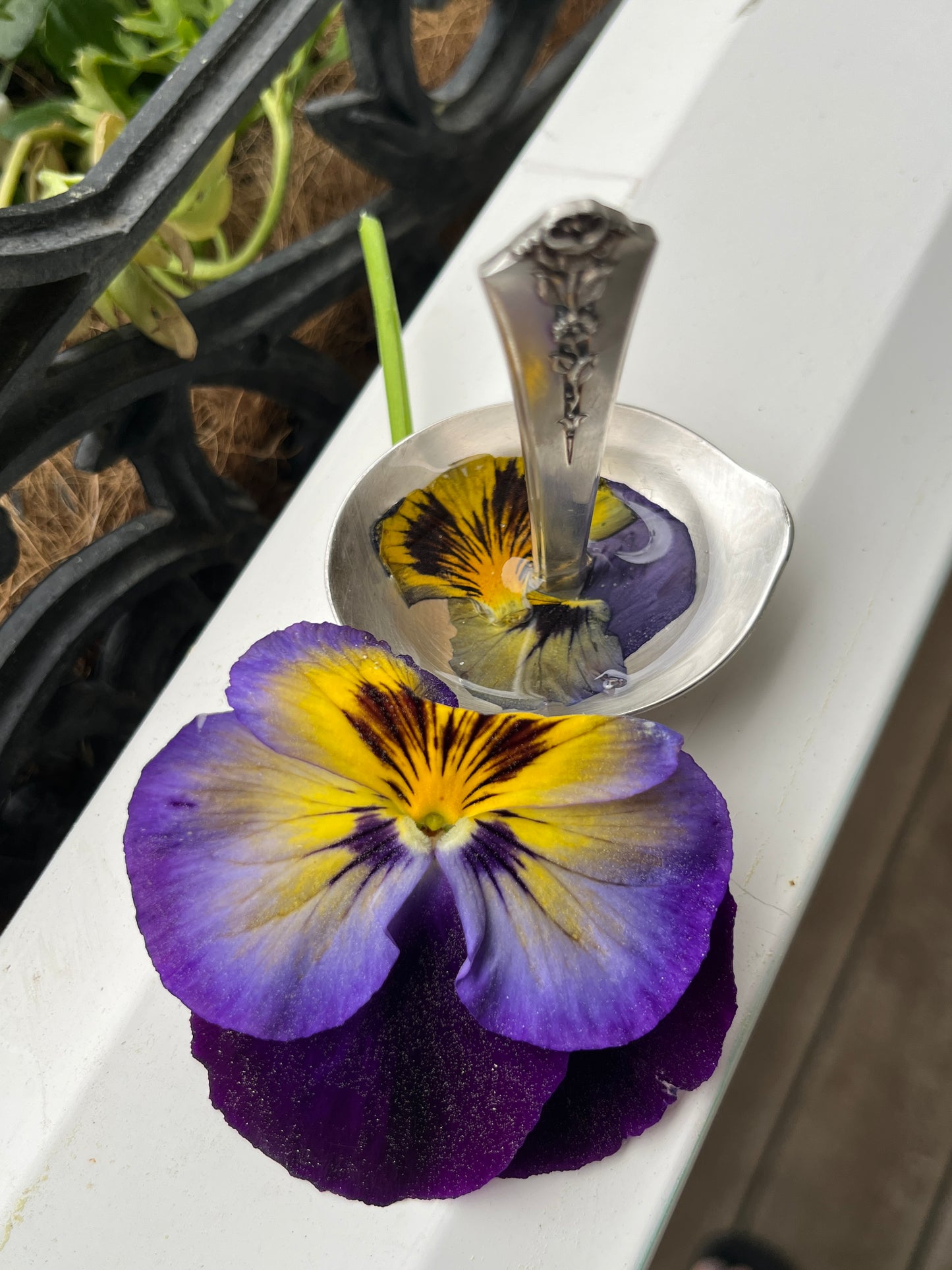 Ring Holder- Resin with Pansies
