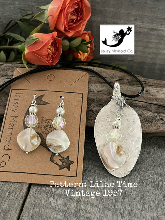 Pendant & Earring Set : Lilac Time - Vintage 1957