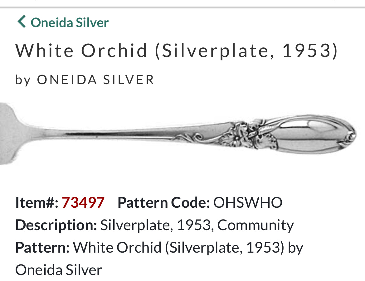 White Orchid -Teaspoon Spoon Ring- Vintage 1953