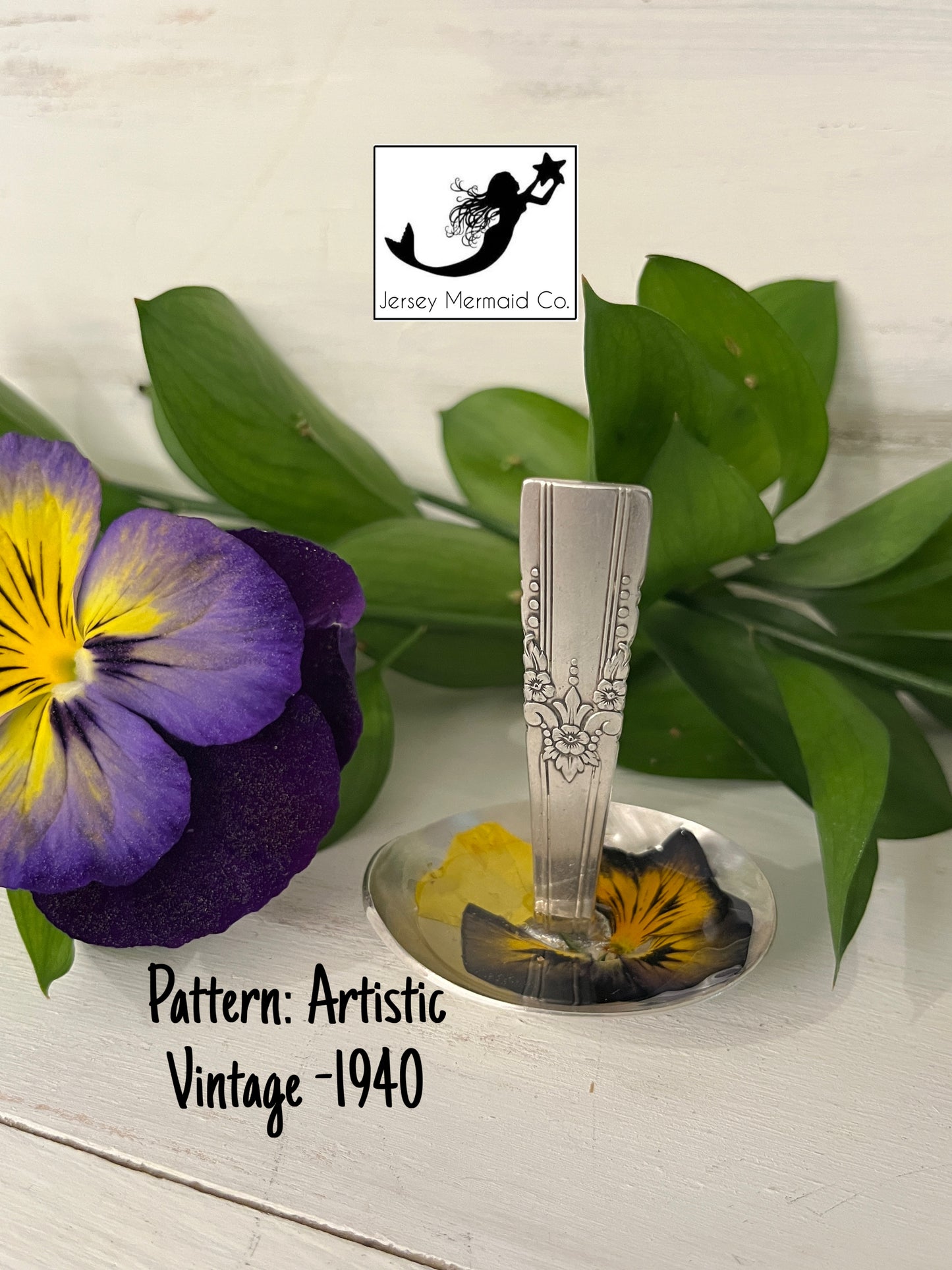 Ring Holder- Resin with Pansies
