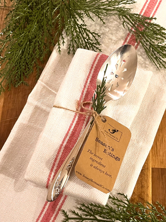 Slotted Serving Spoon Hand Stamped with a ❤️