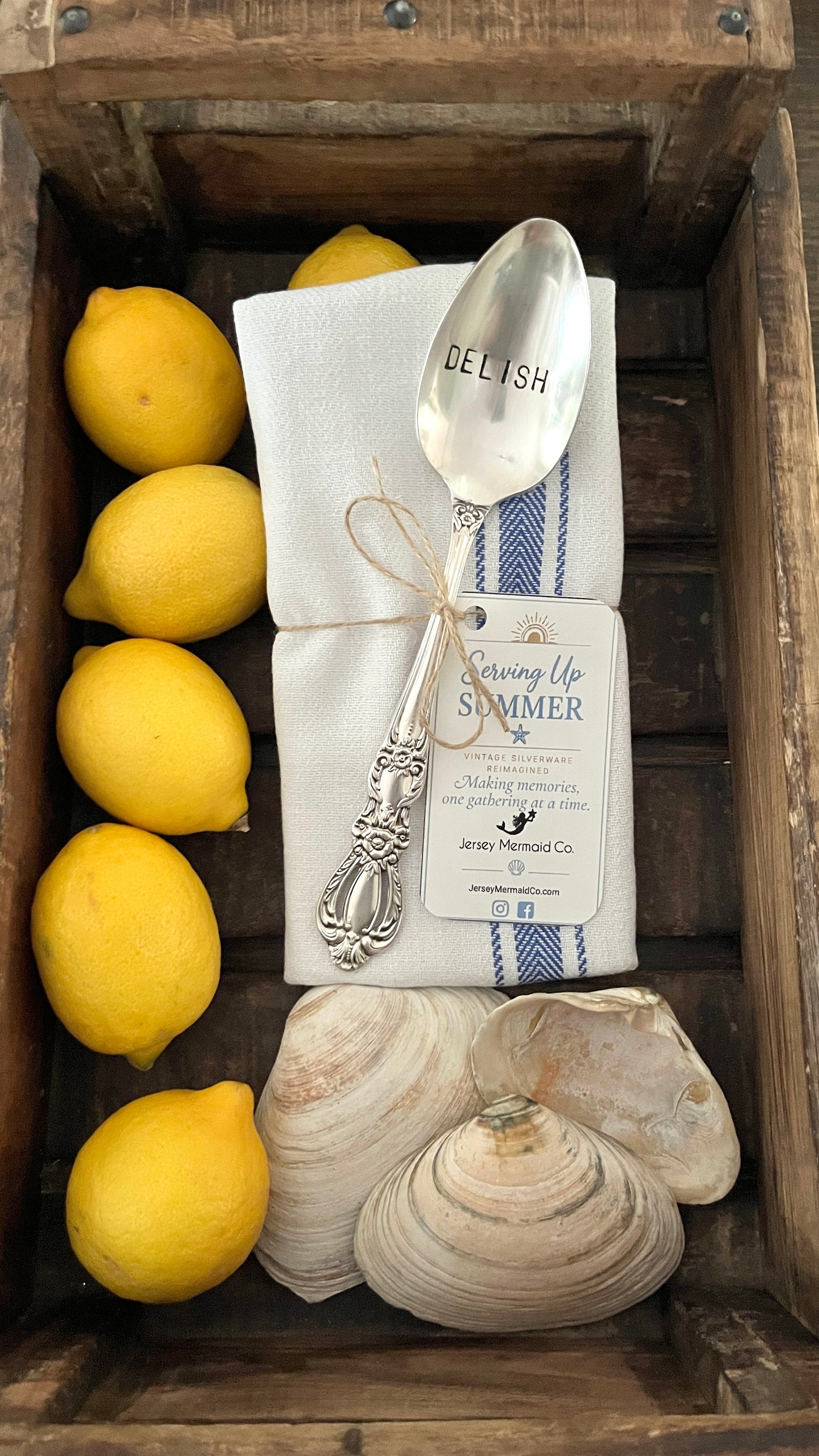Serving Up Summer - Hand stamped Casserole Serving Spoon and Tea Towel