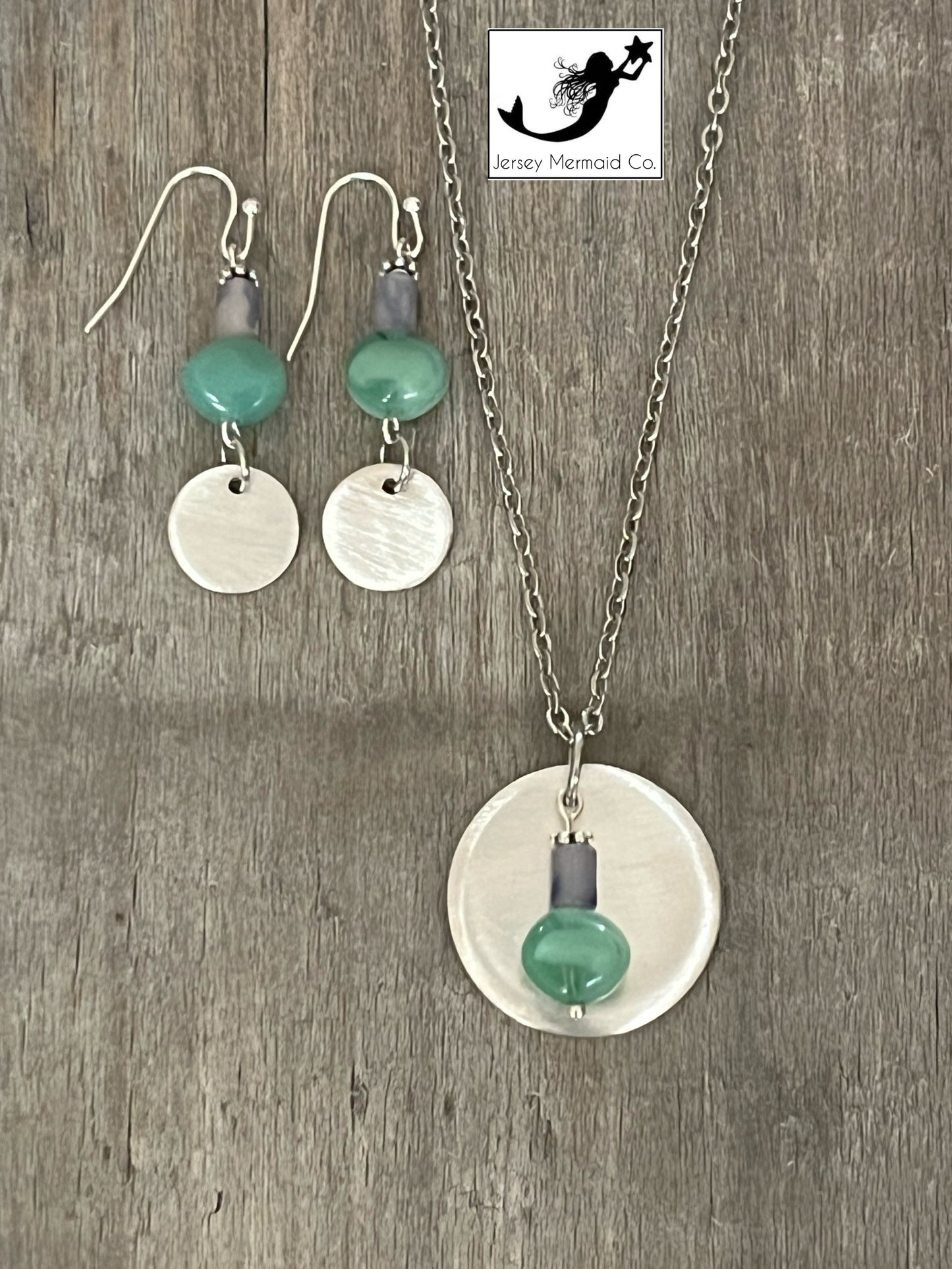 Circle Necklace and Earring set with beads