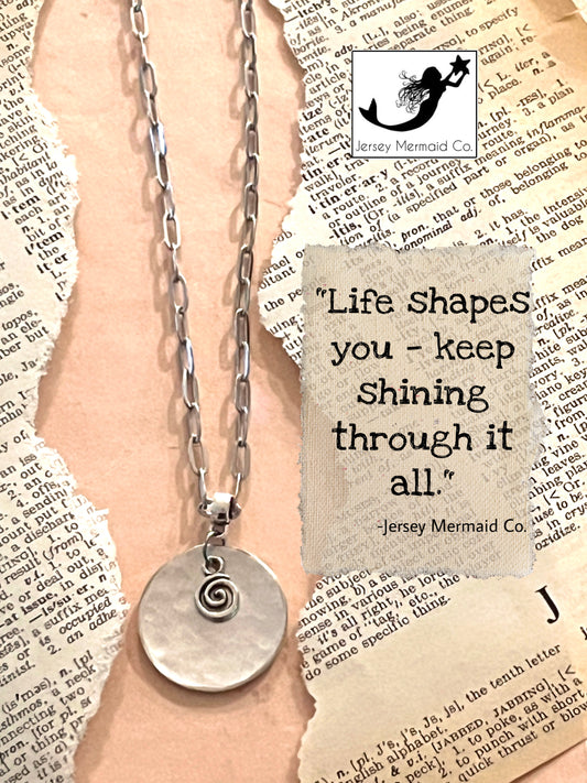Circle Necklace with swirl charm
