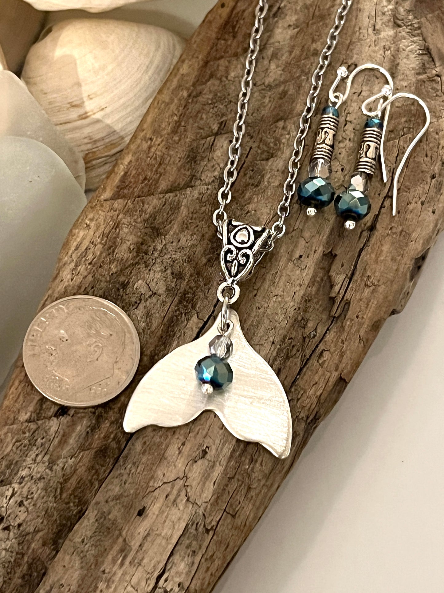 Whale/Mermaid Tail Necklace and Earring set.