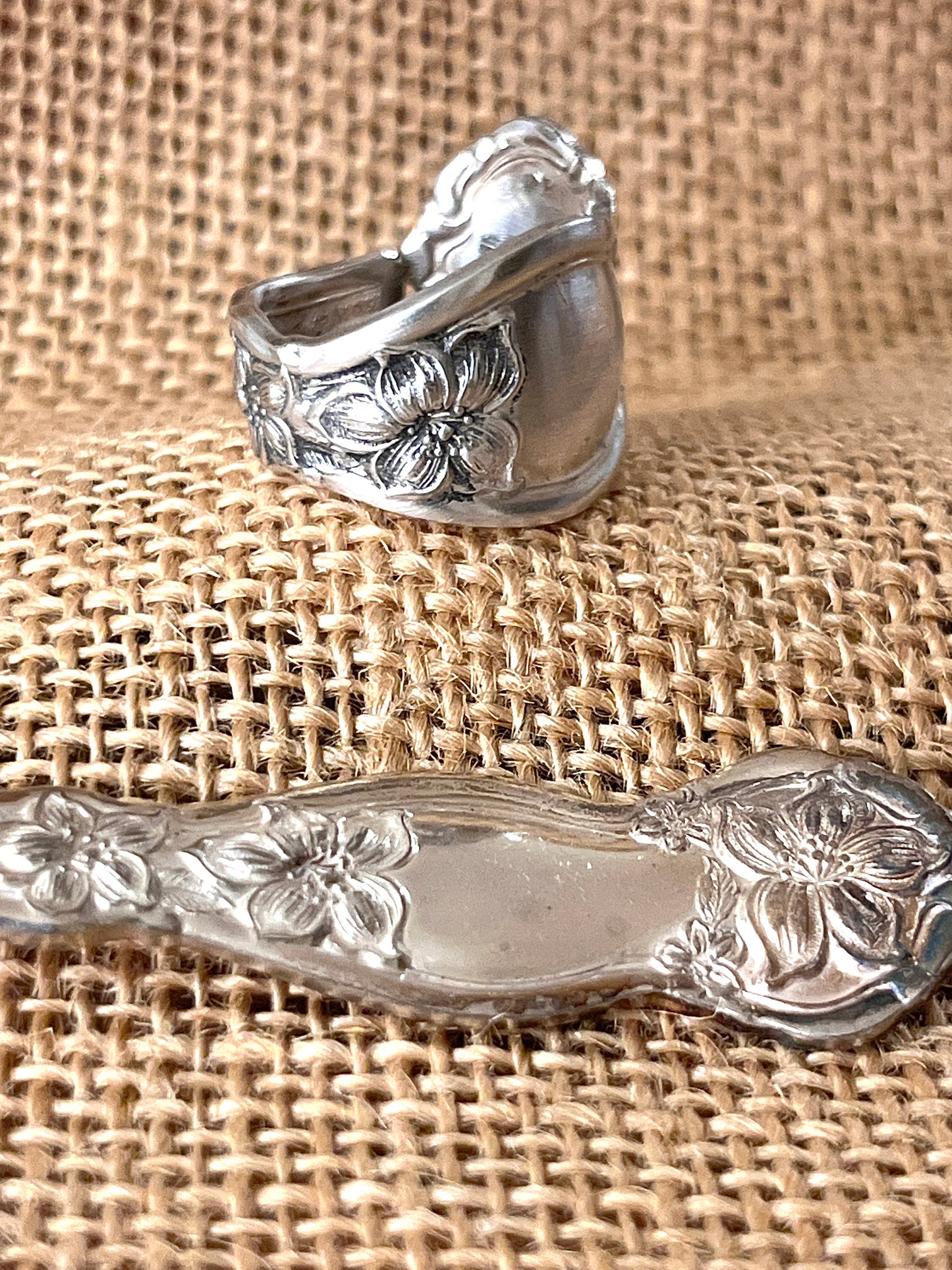 Orange Blossom Teaspoon Spoon Ring- Antique- Circa 1910