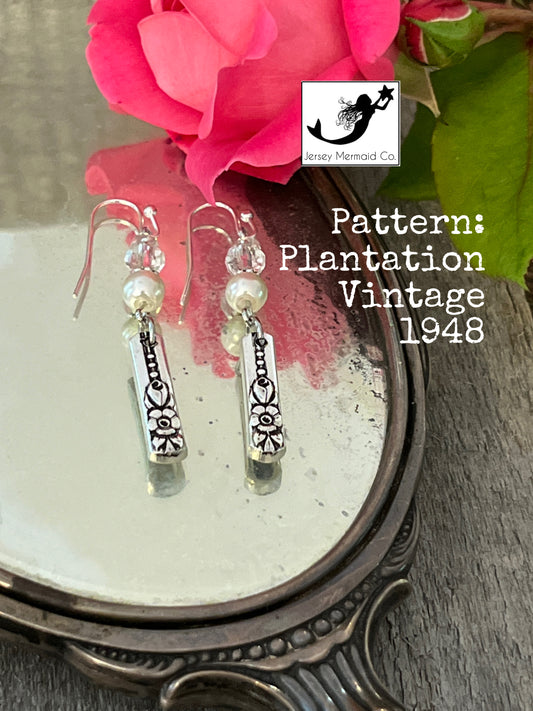 Earrings : Plantation silverware, Vintage 1948