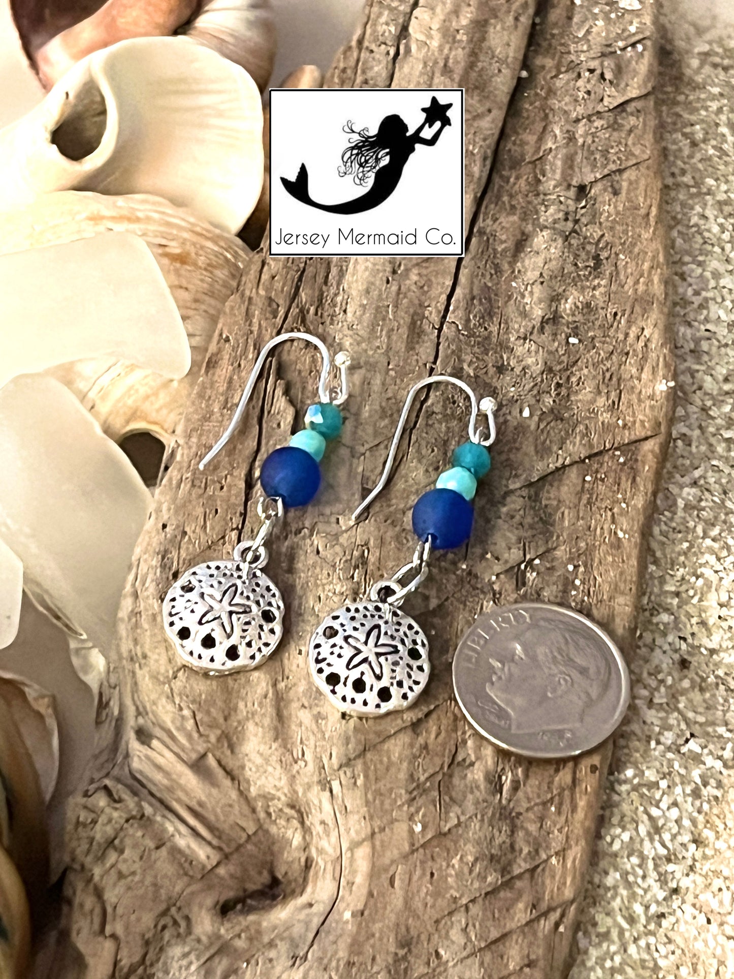 Whale/Mermaid Tail Necklace and Sand Dollar Earring set.