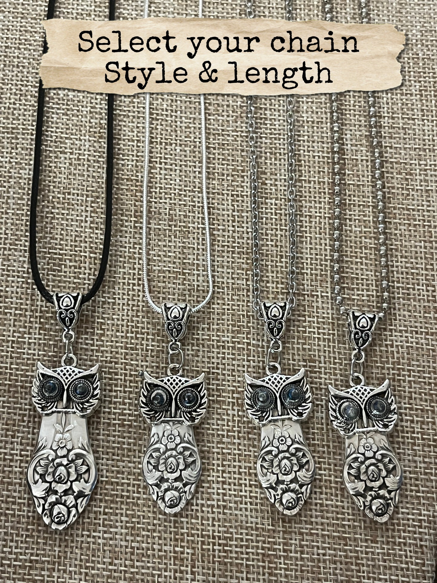 OWL Pendant - Pattern: Plantation, Vintage 1948(made from a Teaspoon)