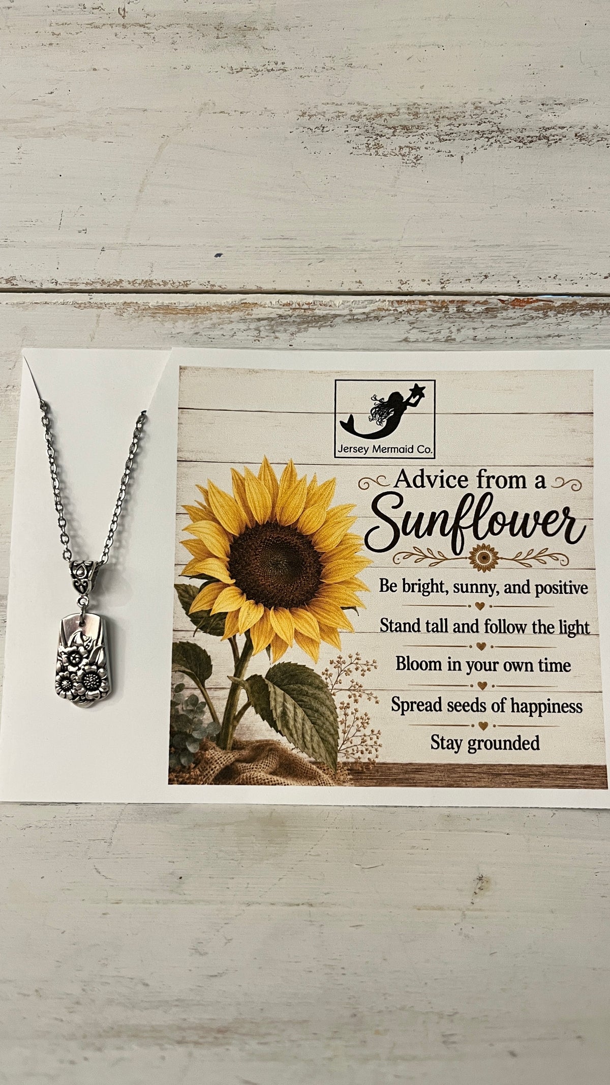 Sunflower Pendant with chain - Pattern: April, Vintage 1950