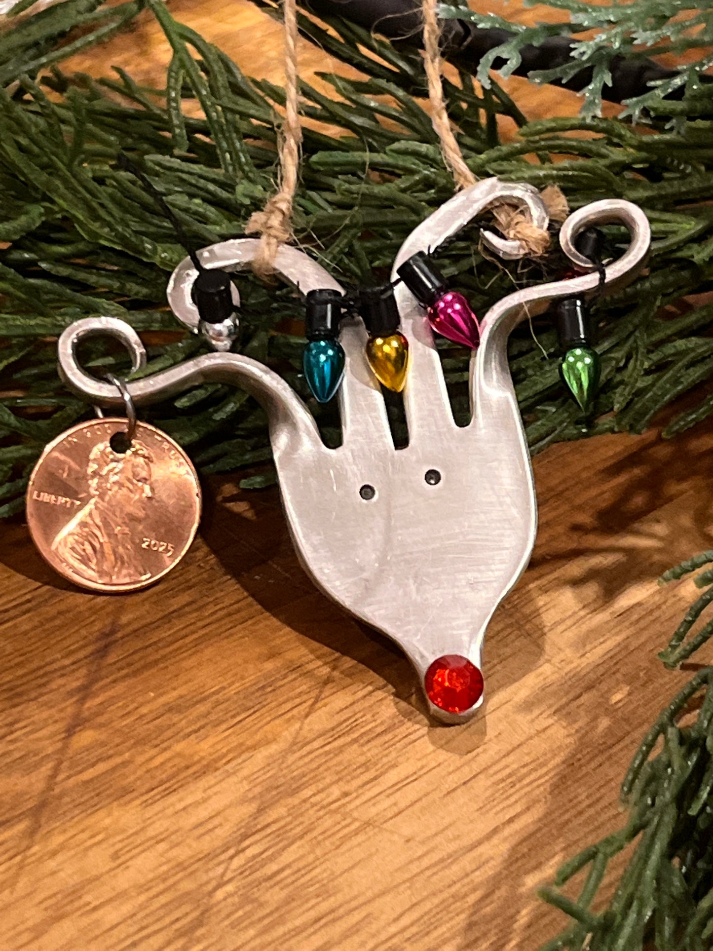 Rudolph Fork Ornament with 2025 Penny