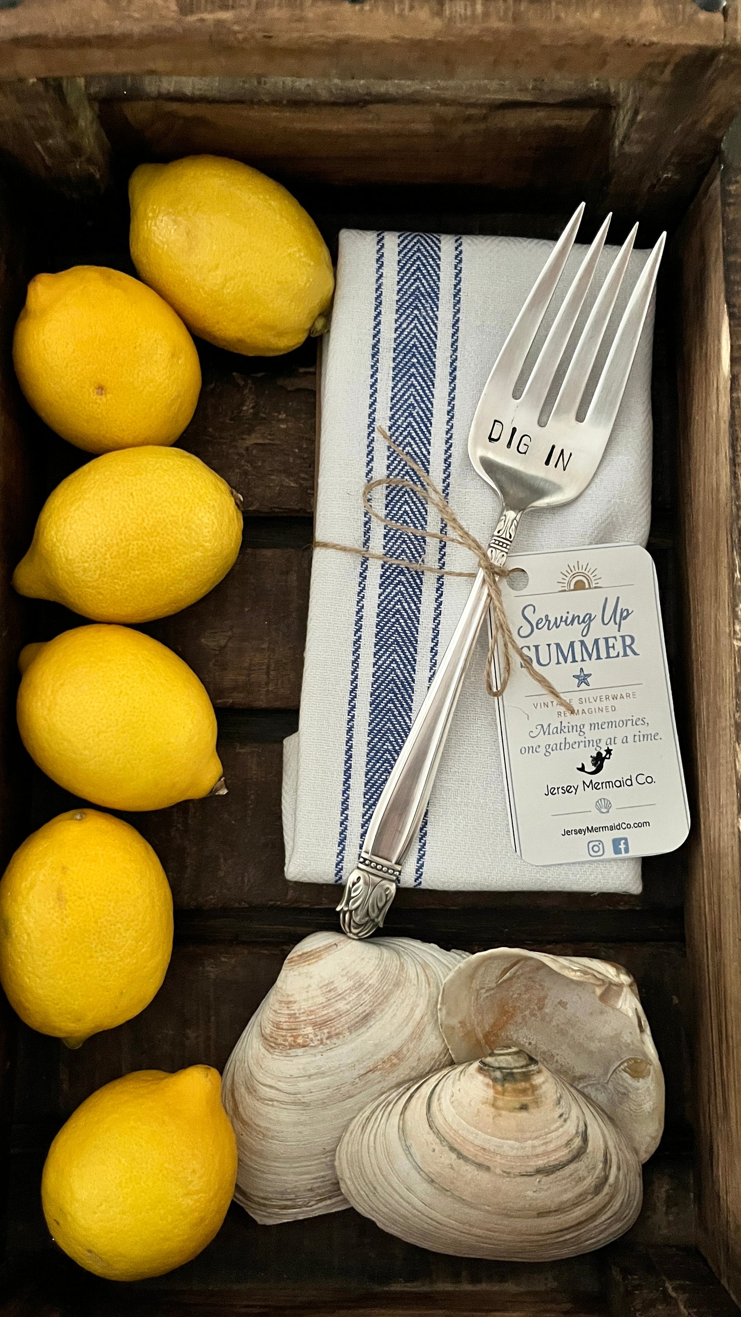 Serving Up Summer - Hand stamped Casserole Serving Spoon and Tea Towel
