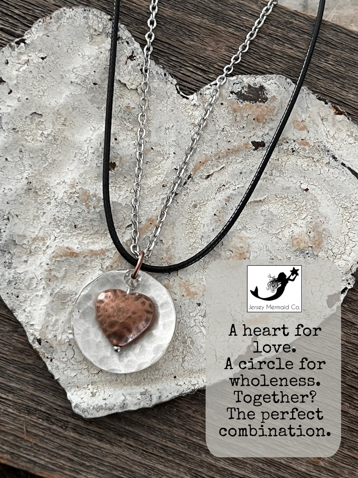 Mixed Metal Heart/Circle Pendant