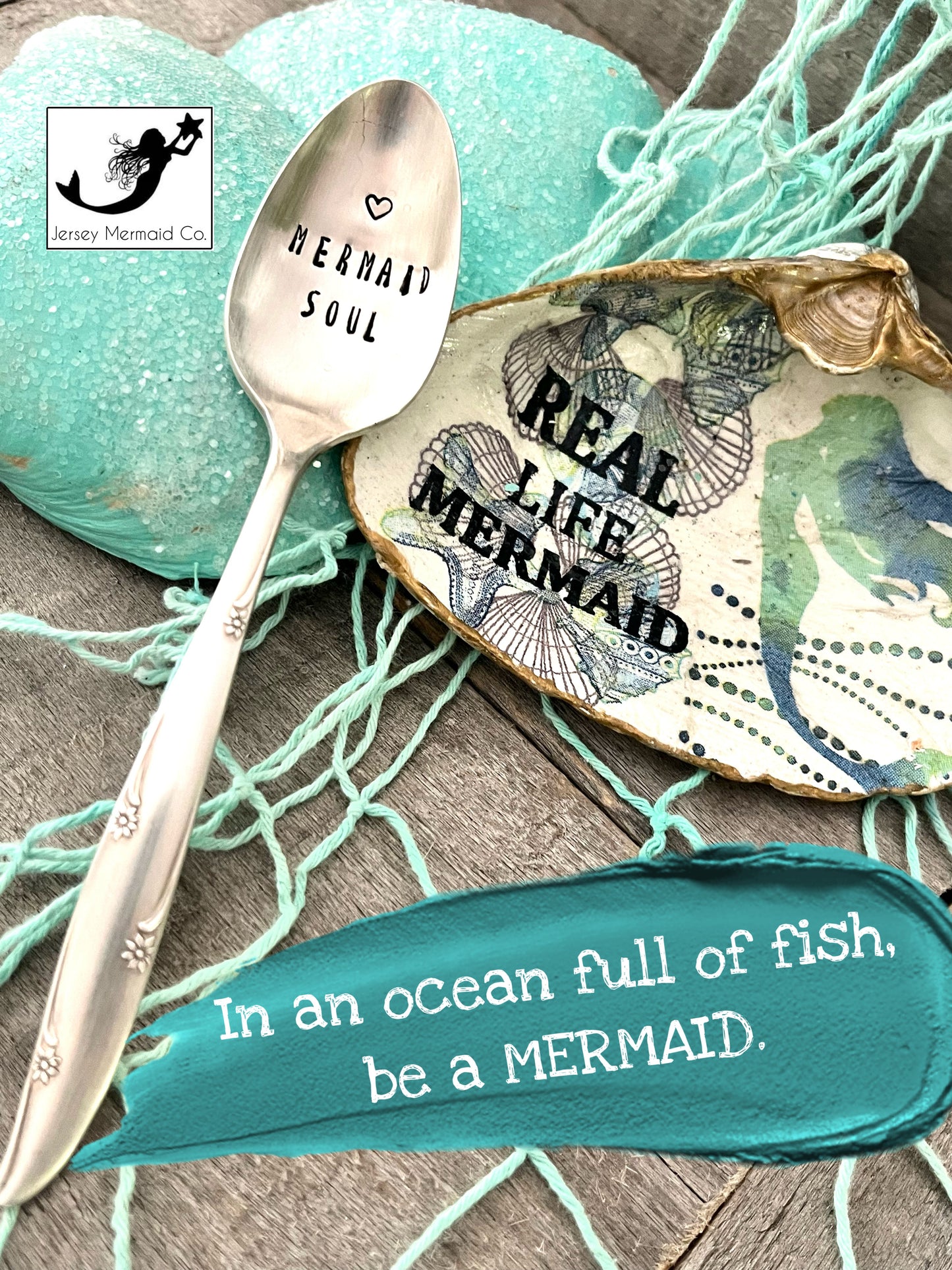 Hand - Stamped Vintage Silverware Teaspoon (Mermaid Soul)