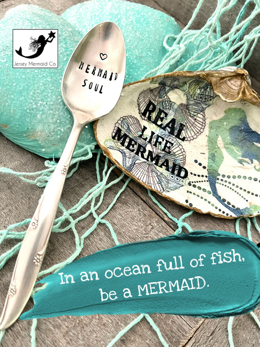 Hand - Stamped Vintage Silverware Teaspoon (Mermaid Soul)