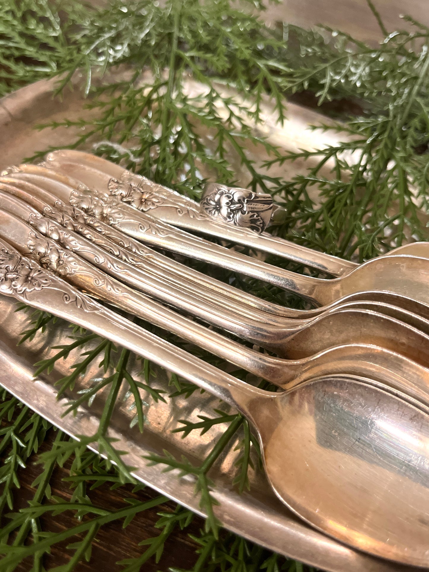 White Orchid -Teaspoon Spoon Ring- Vintage 1953