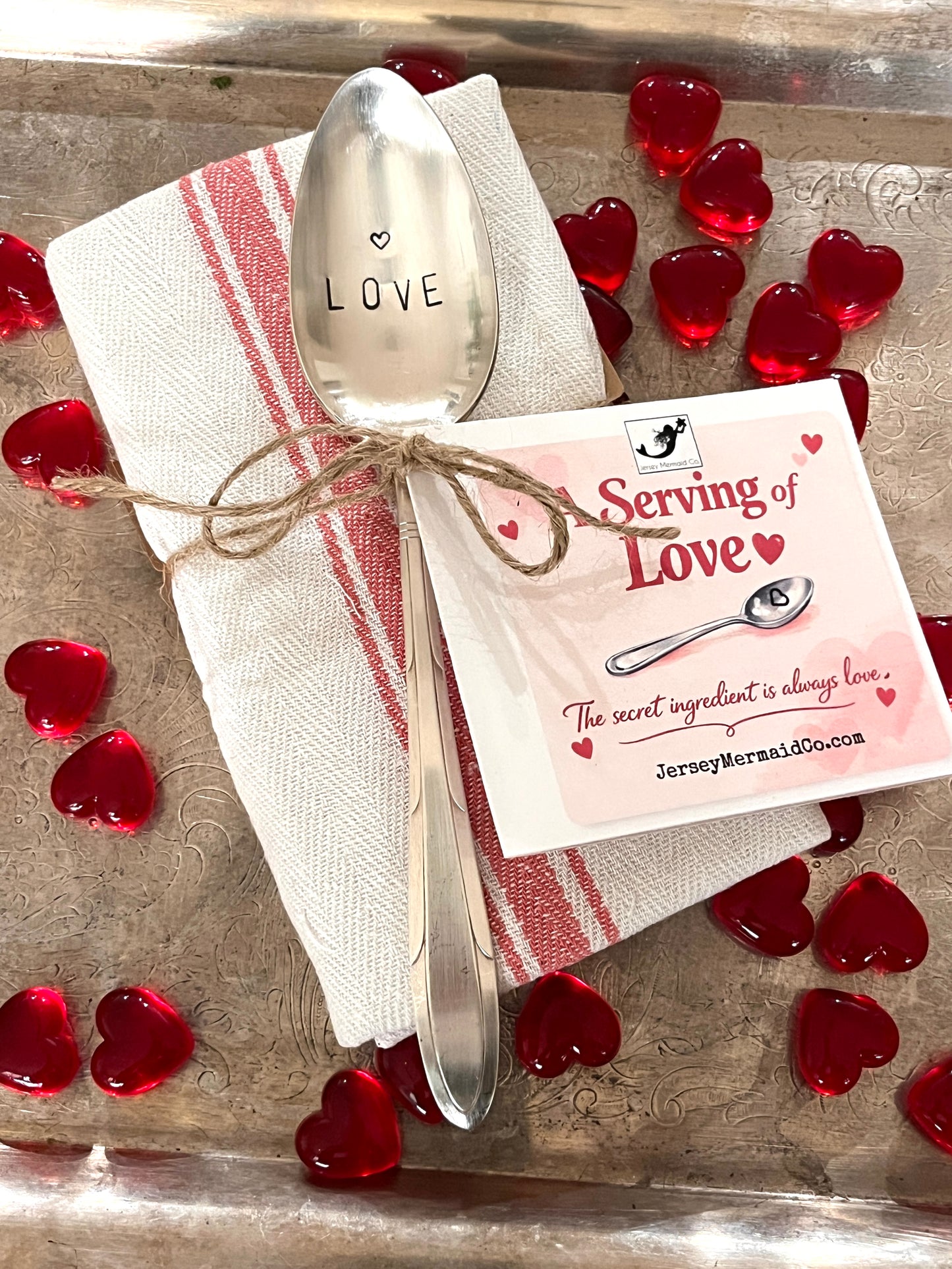 Serving Spoon Hand Stamped with the word Love and a ❤️
