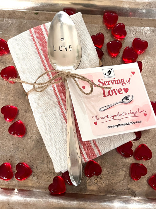 Serving Spoon Hand Stamped with the word Love and a ❤️