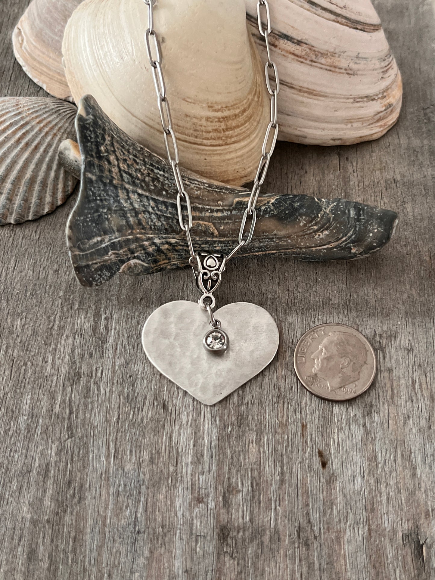 Hammered Heart Necklace and Earring set.