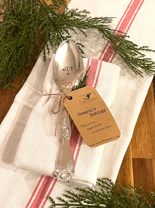 Serving Spoon Hand Stamped with the word Joy and a ❤️