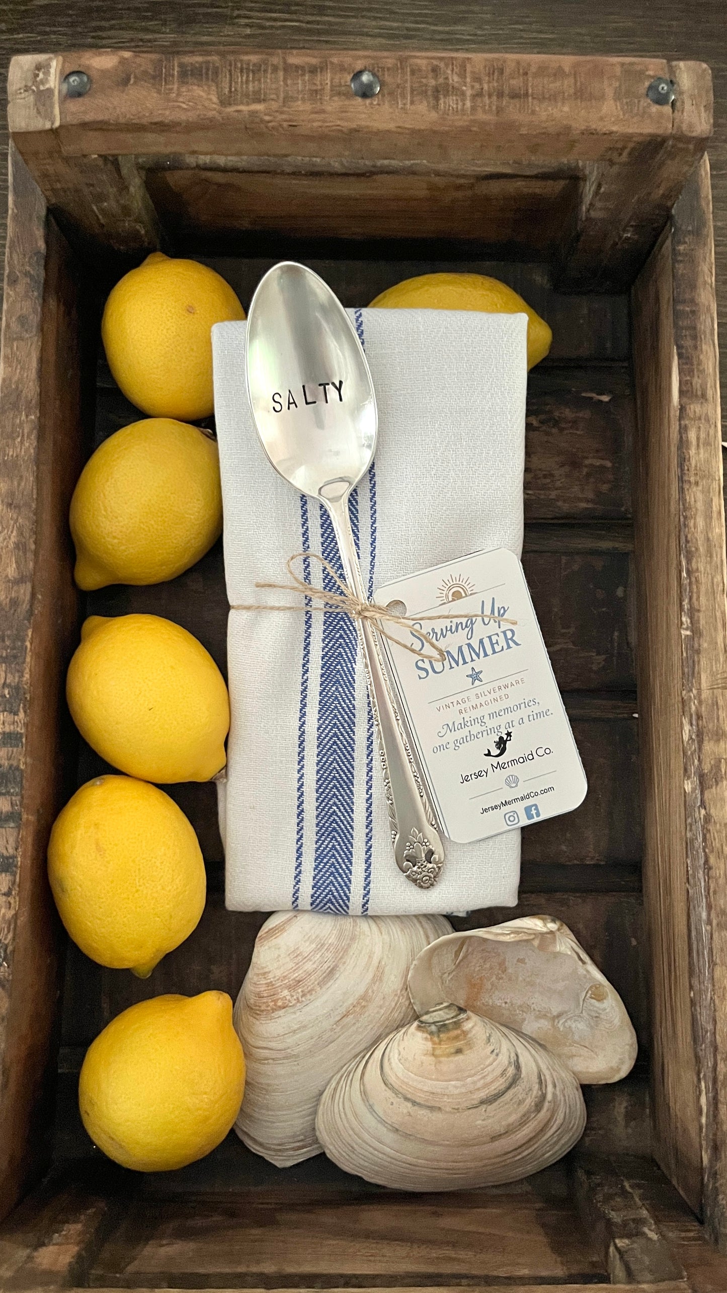 Serving Up Summer - Hand stamped Casserole Serving Spoon and Tea Towel