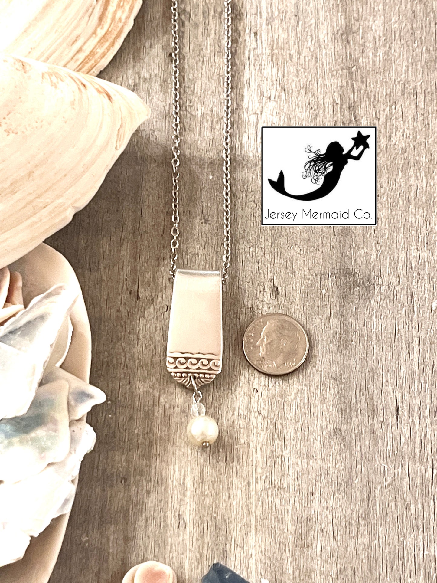 Surf Club Pendant with pearl like bead. Silver Plate,Vintage 1938