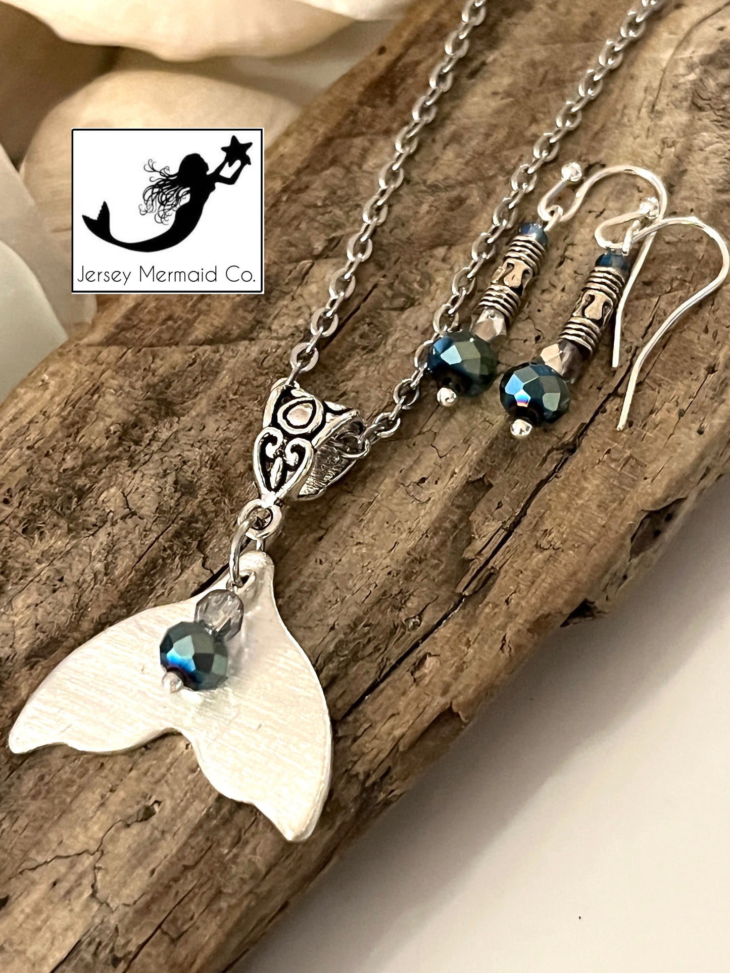 Whale/Mermaid Tail Necklace and Earring set.