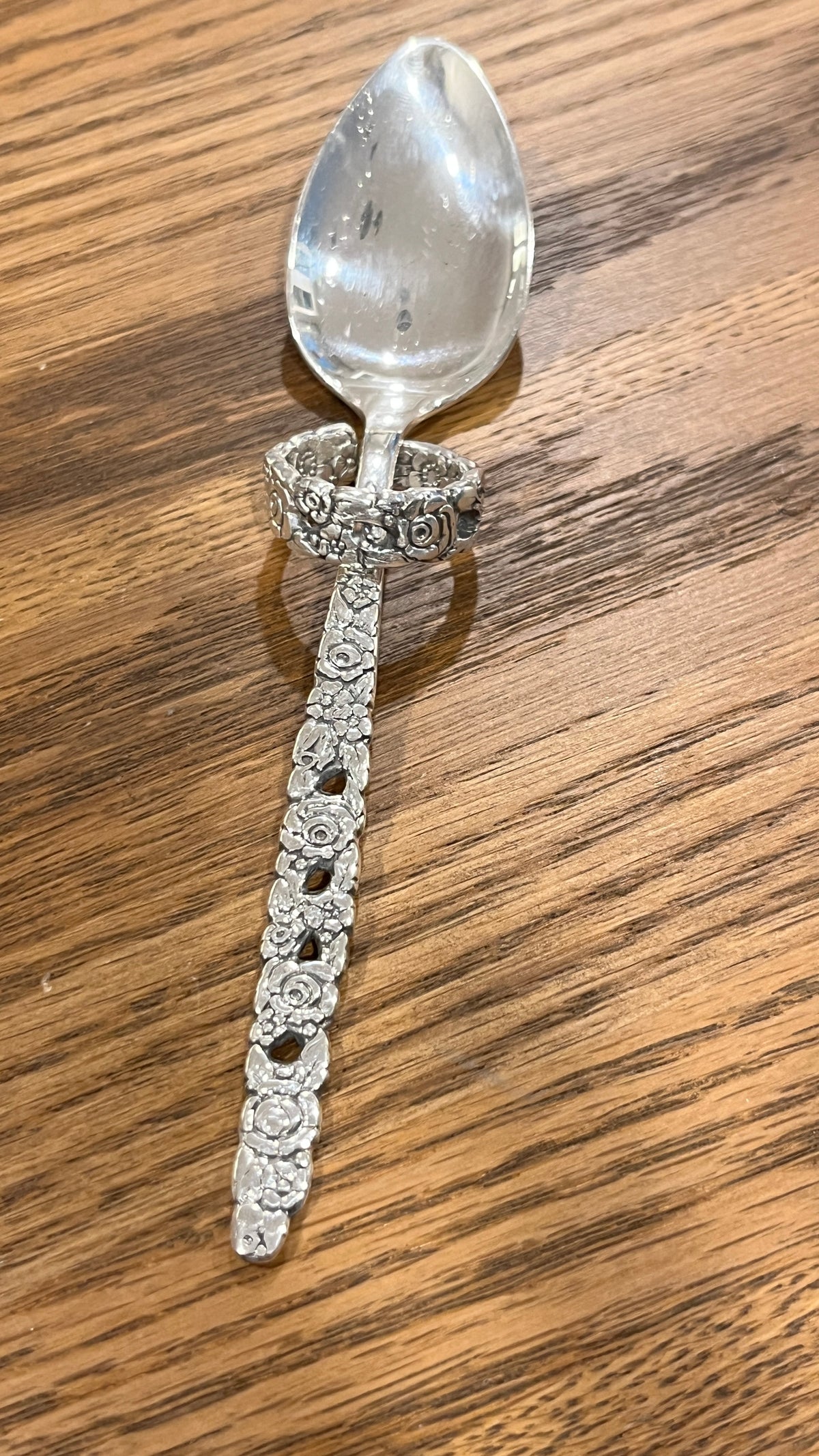 Silver Valentine Floral Spoon Ring- Vintage 1973