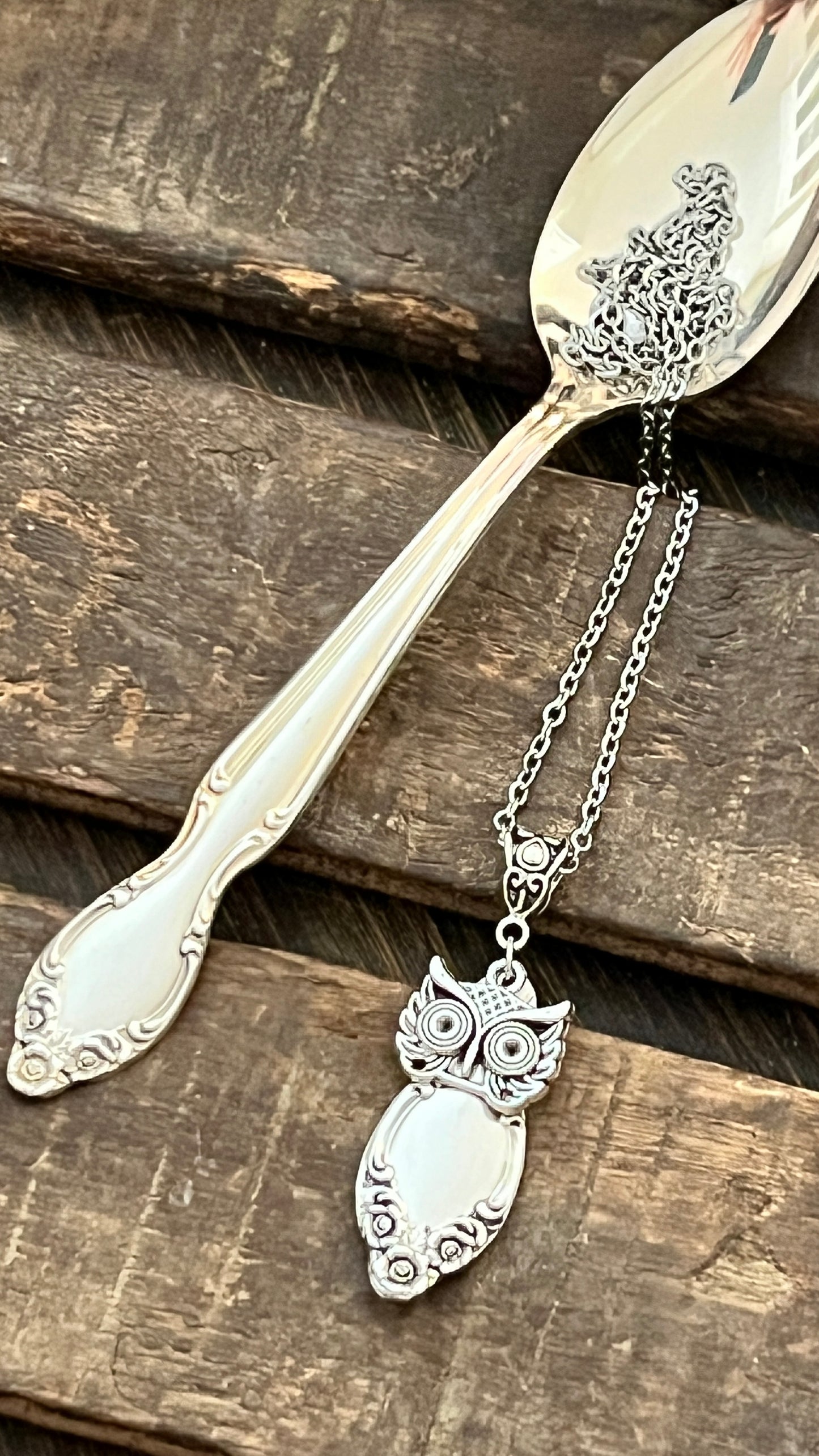 OWL Pendant - Pattern: Lady Densmore, Vintage 1955(made from a teaspoon handle)